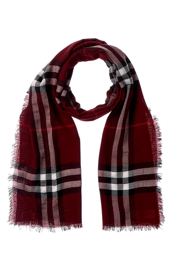 Wide Check Wool Scarf