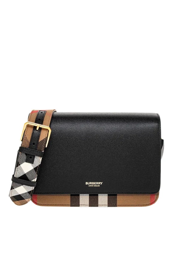 Women's Mackford Leather Flip Check Shoulder Bag, Black