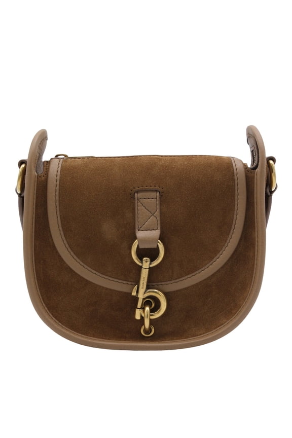 Women's Rounded Saddle Bag In Rich Brown Suede Brown