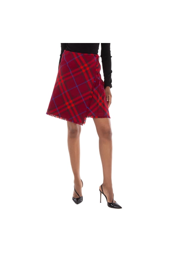 Wool Plaid-Check Kilt, Brand Size 08 ( US Size 6 )