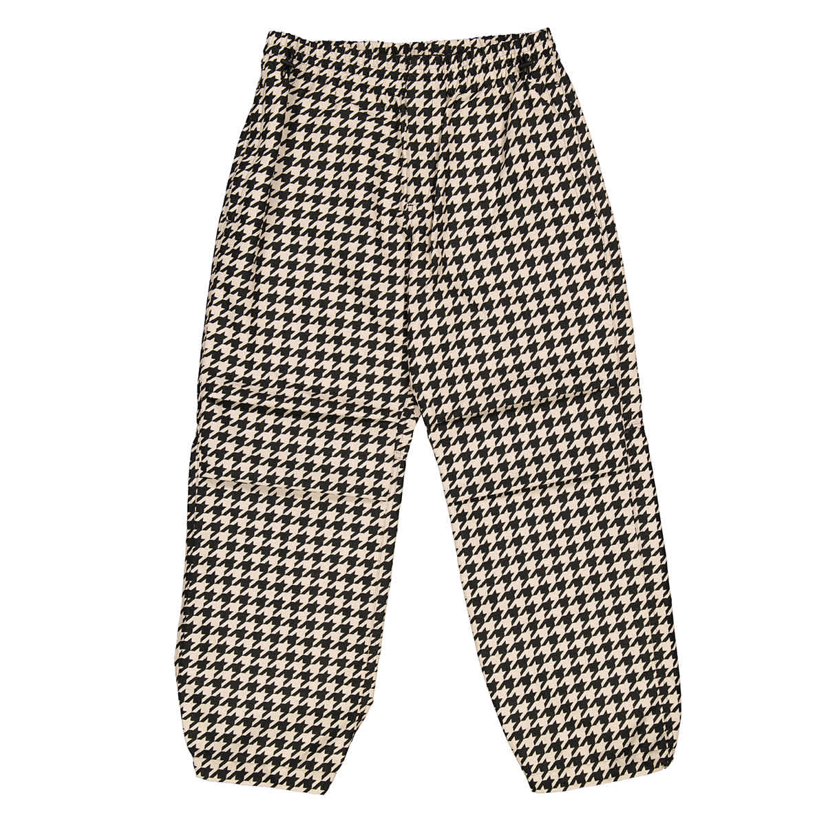Workwear Houndstooth-Pattern Elasticated-Waist Trousers, Size Medium
