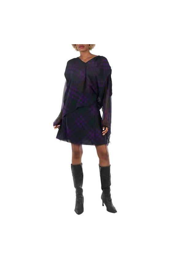 Wrap- Belt Check-Pattern Frayed Skirt, Brand Size 6 (US Size 4)