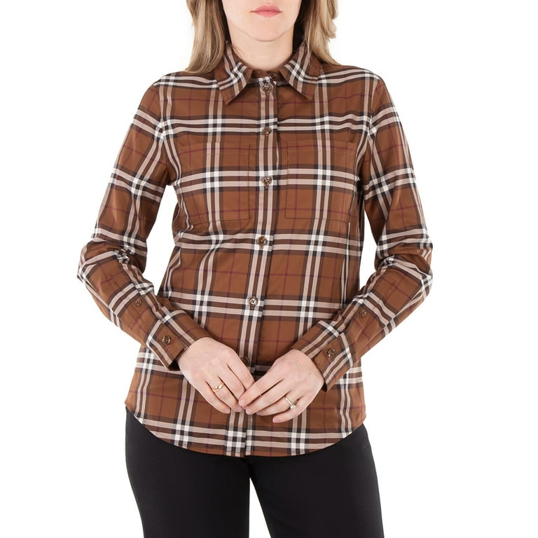 BURBERRY ブラウン柄シャツ Sサイズ Burberry Long Sleeve Vintage Check Pattern Shirt, Brand Size 6