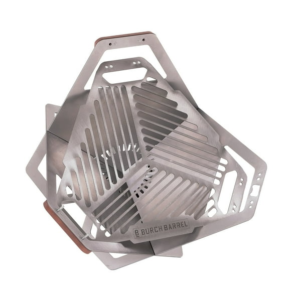 Burch Barrel Flat Packer Grill and Firepit | Versatile, Portable, Stainless Steel | Ideal for Outdoor Adventures | Quick Assembly, Transitioning Feature for Night Time Use | Durable and Compact