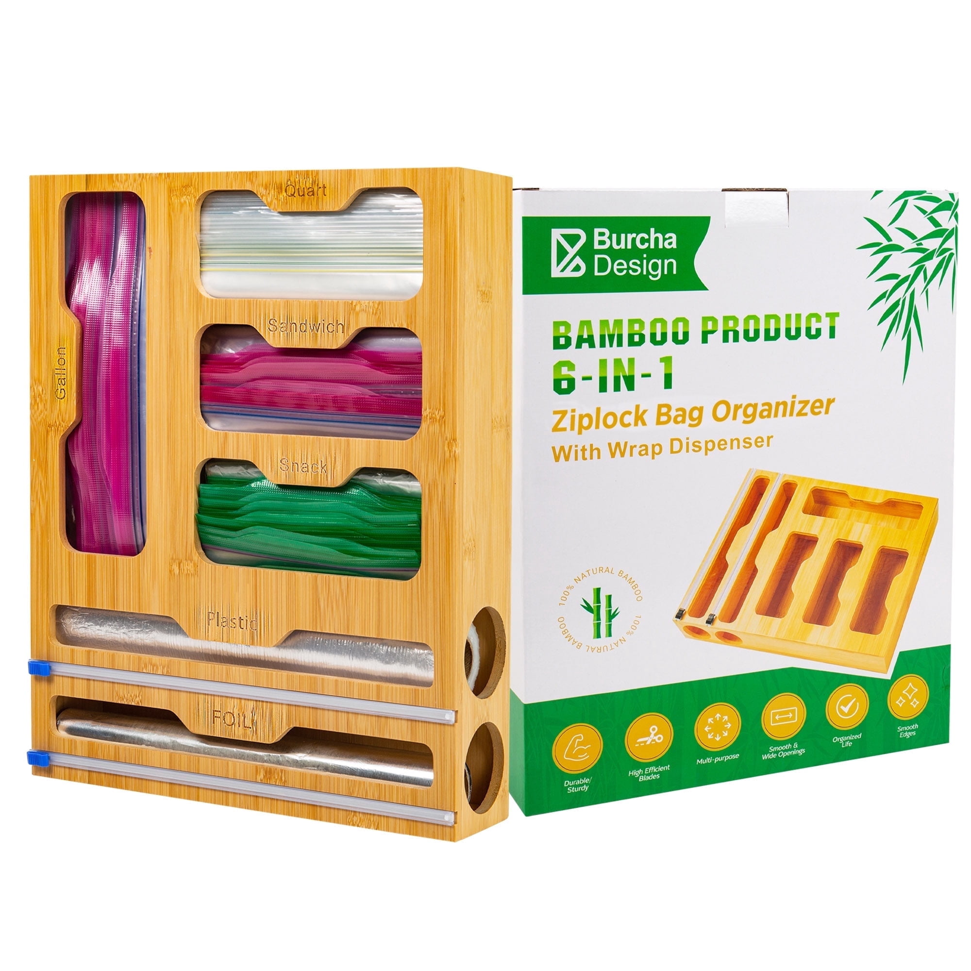 Burcha Design 6-in-1 Storage Bag Organizer for Kitchen Drawer - Walmart.com