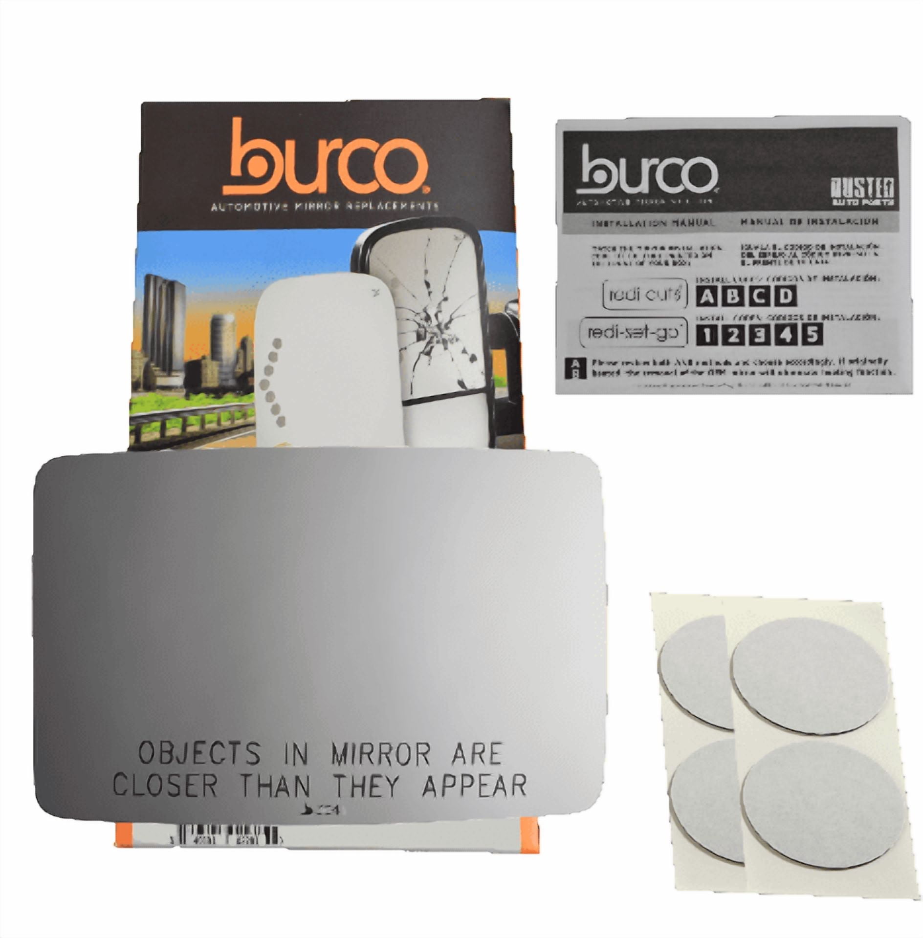 Burco 3041 Passenger Side Convex Replacement Mirror Glass for Lincoln