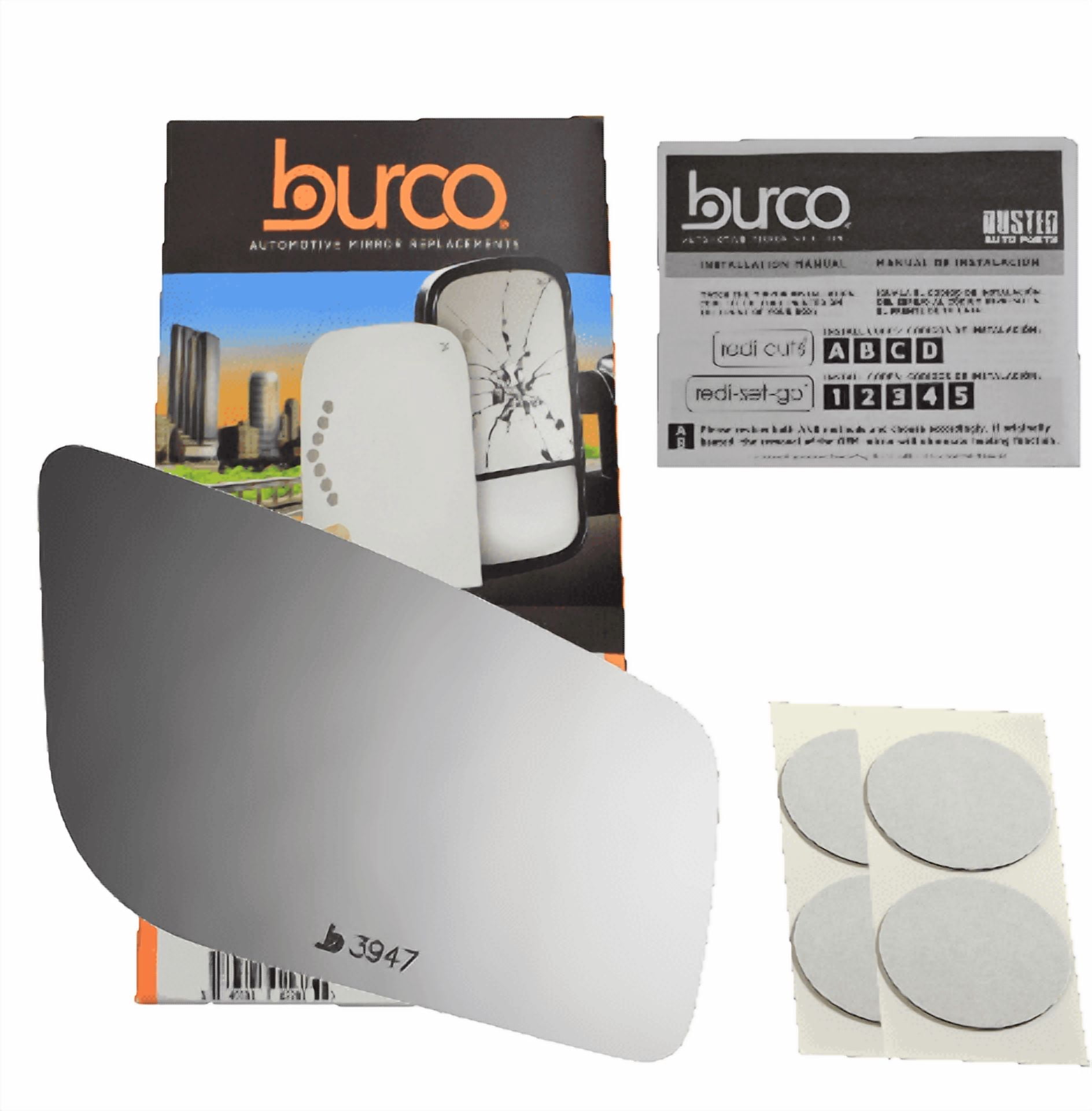 Burco Side View Mirror Replacement Glass - Clear Glass - 3947