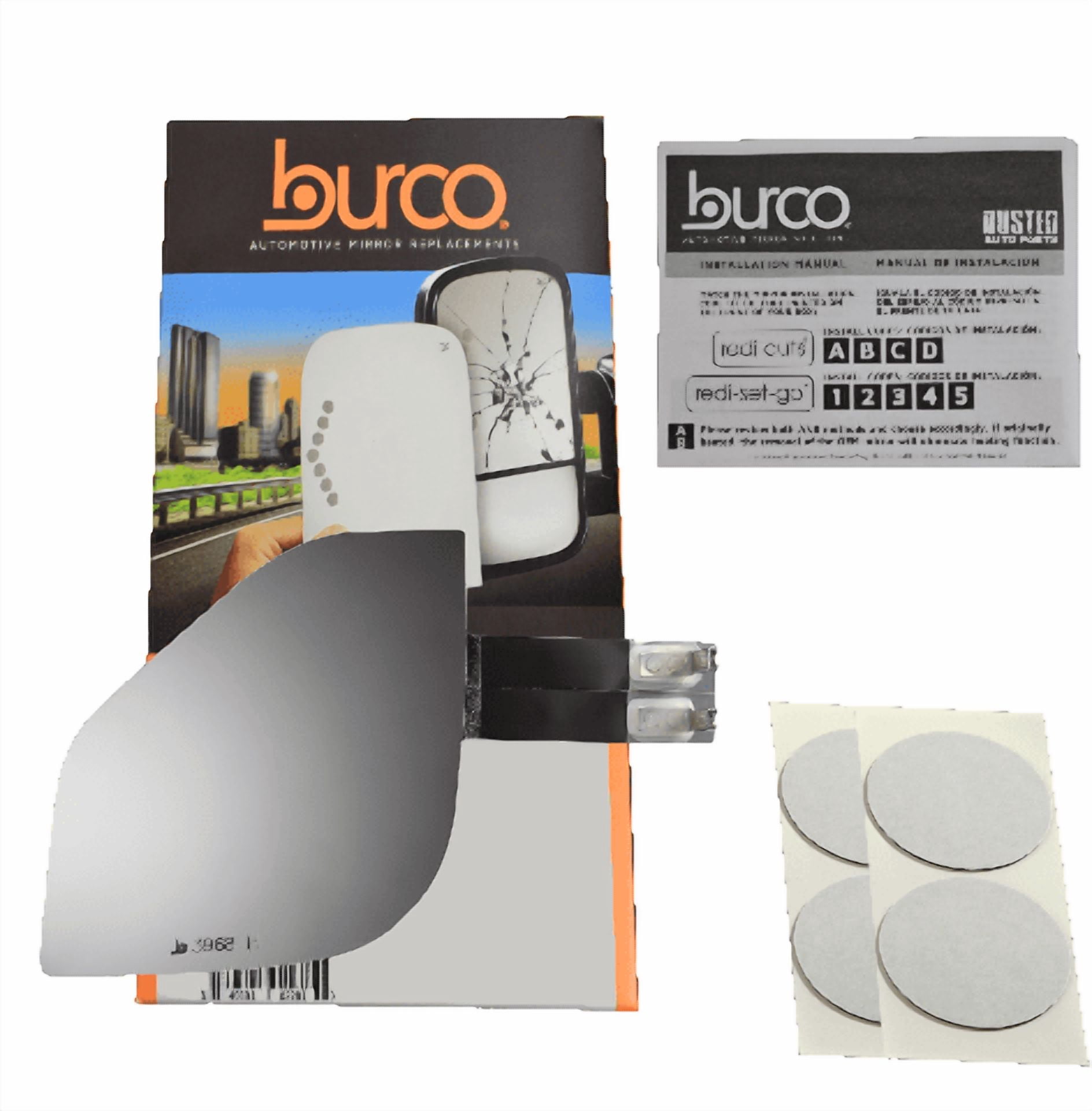 Burco Side View Mirror Replacement Glass - Clear Glass - 3968H