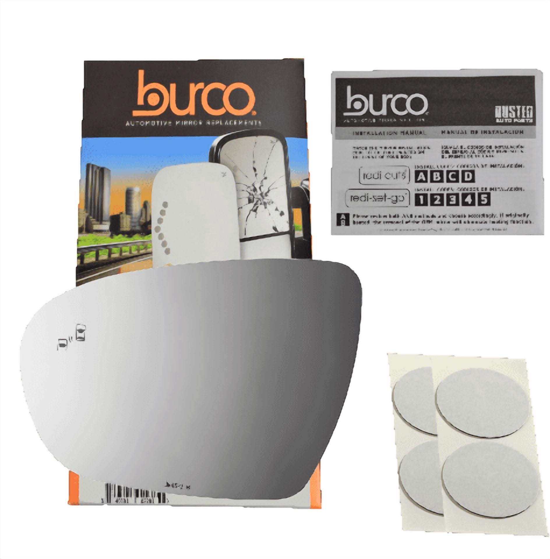 Burco Side View Mirror Replacement Glass - Clear Glass - 4573B