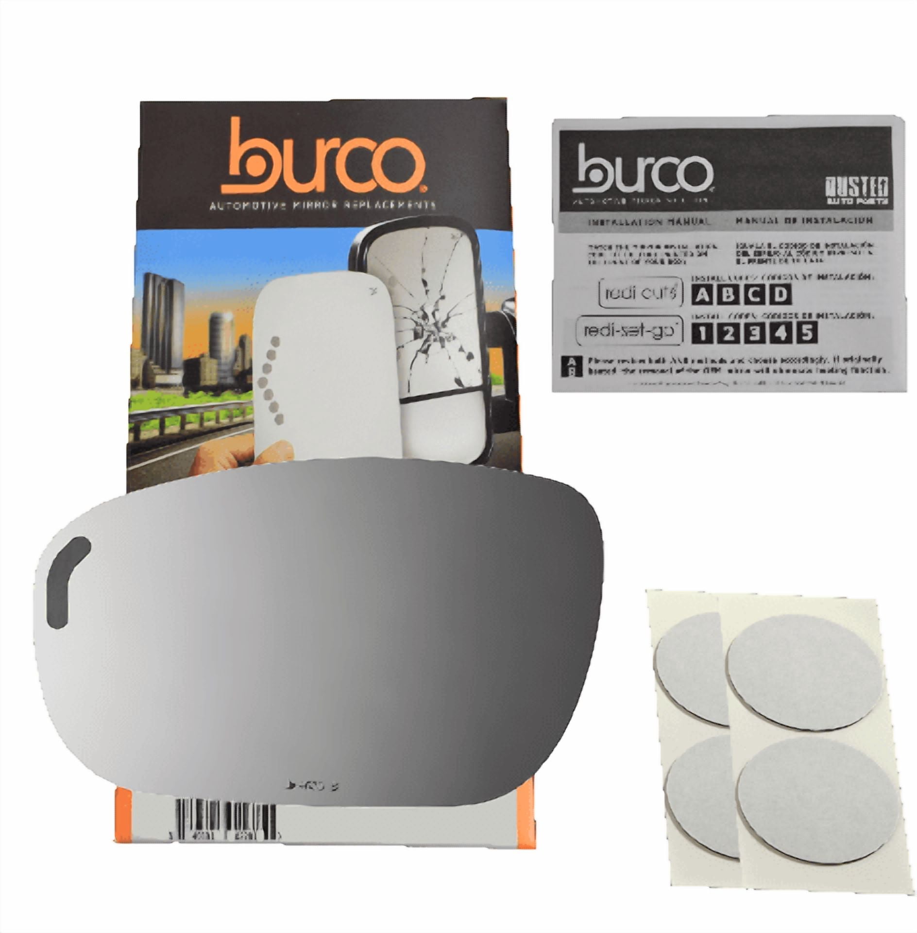 Burco Side View Mirror Replacement Glass - Clear Glass - 4635S