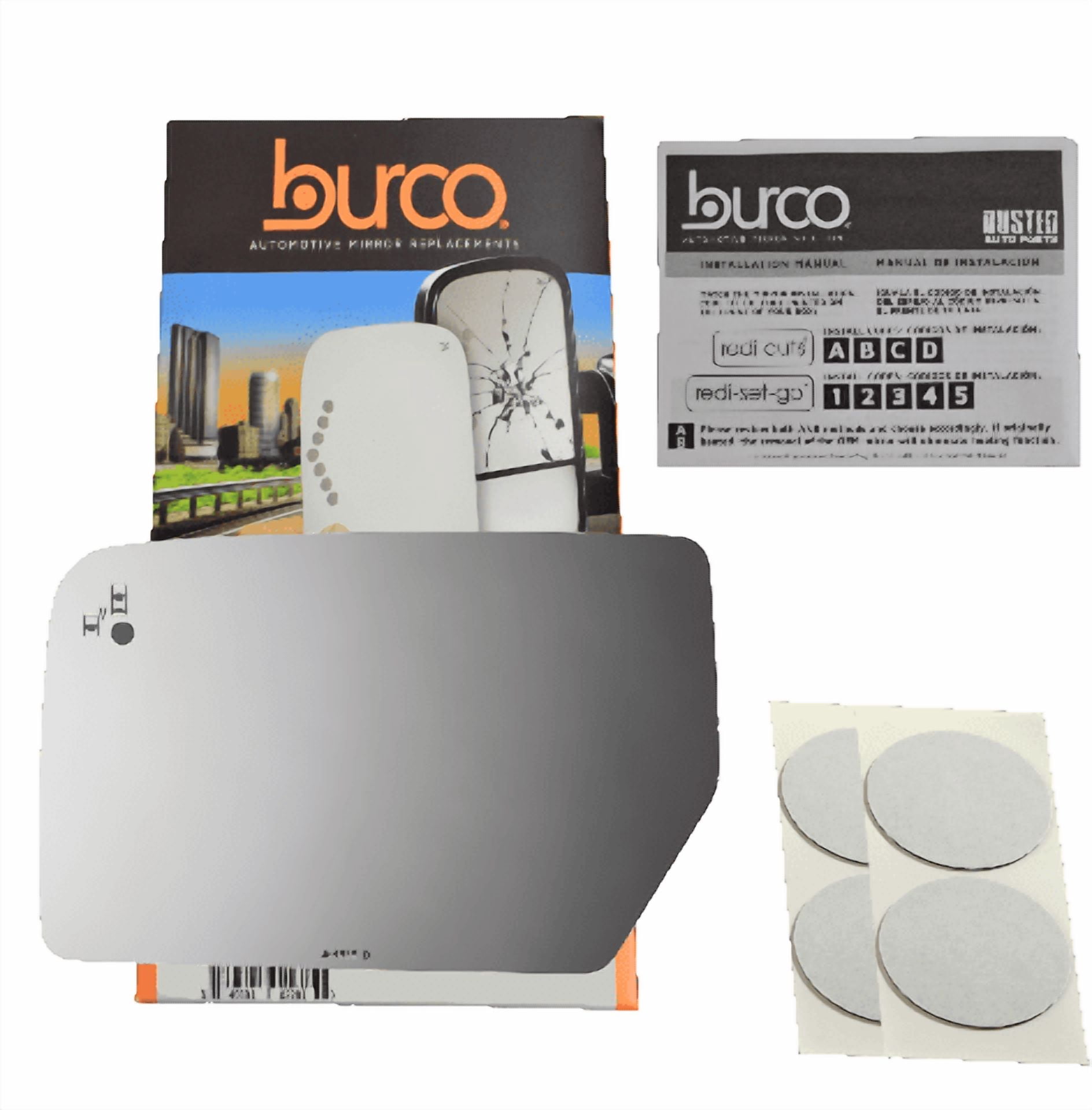 Burco Side View Mirror Replacement Glass - Clear Glass - 4636B