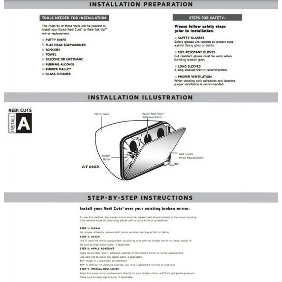 Burco Side View Mirror Replacement Glass - Clear Glass - 5626