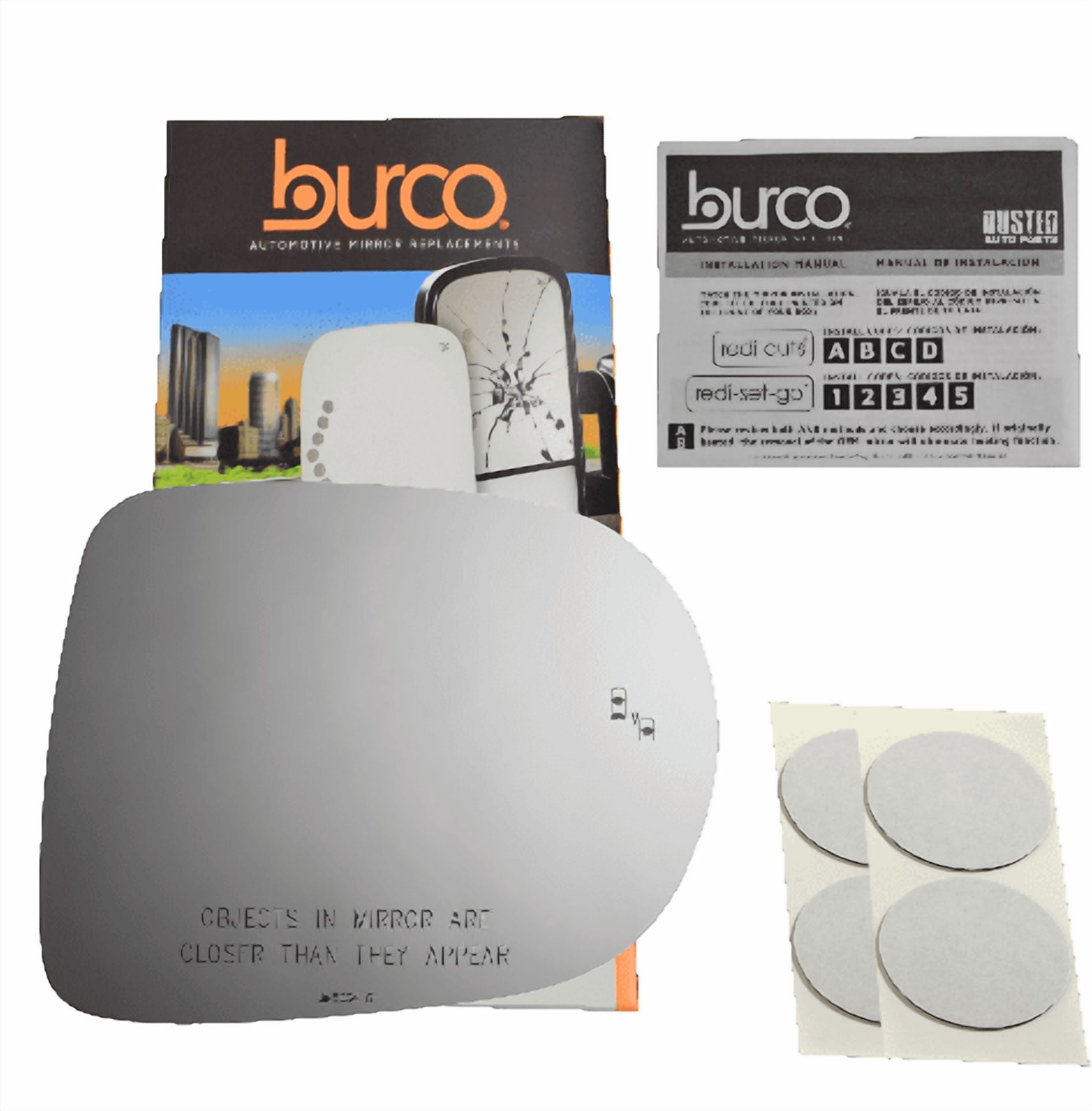 Burco Side View Mirror Replacement Glass - Clear Glass - 5634B