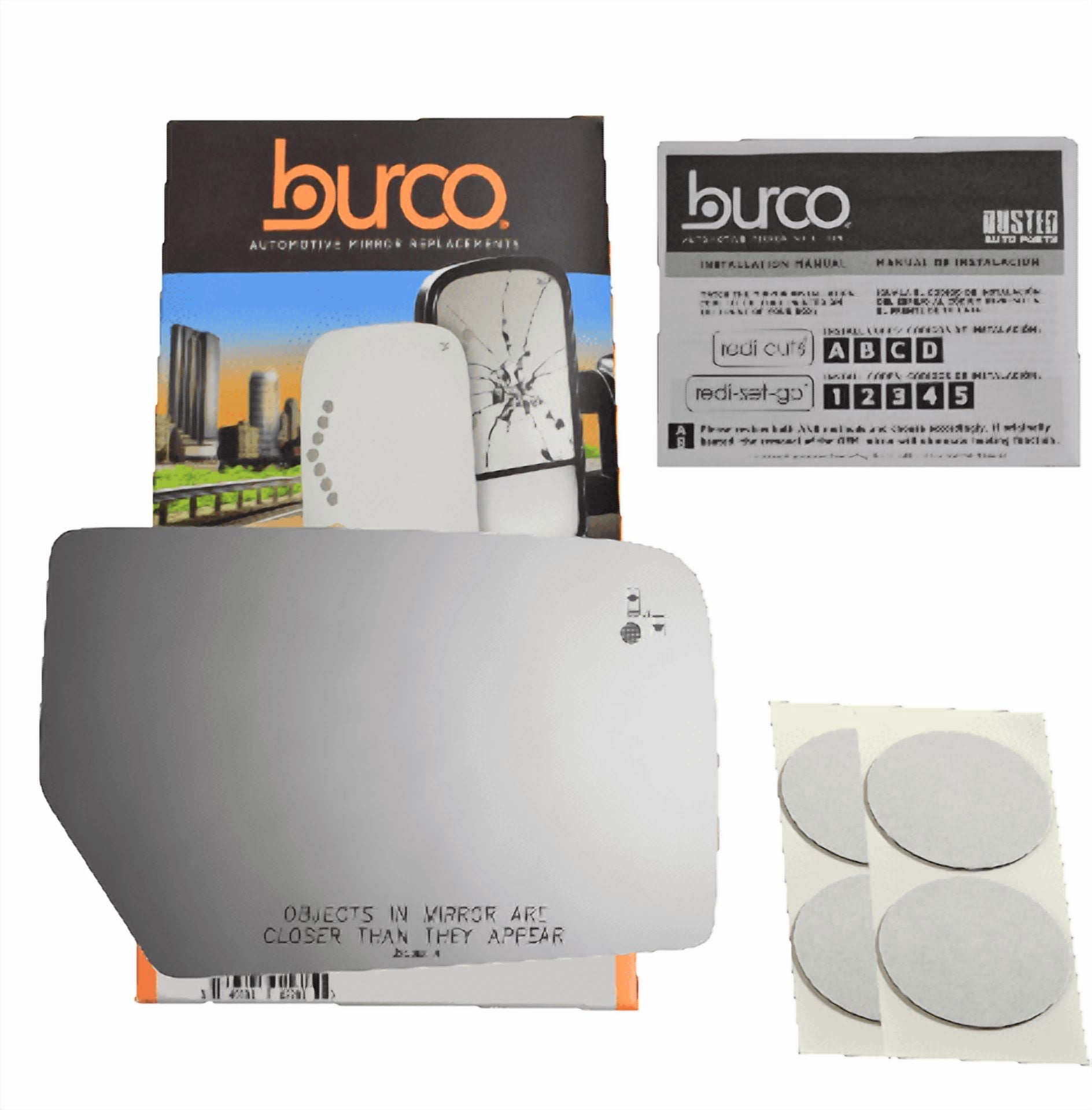 Burco Side View Mirror Replacement Glass - Clear Glass - 5668B