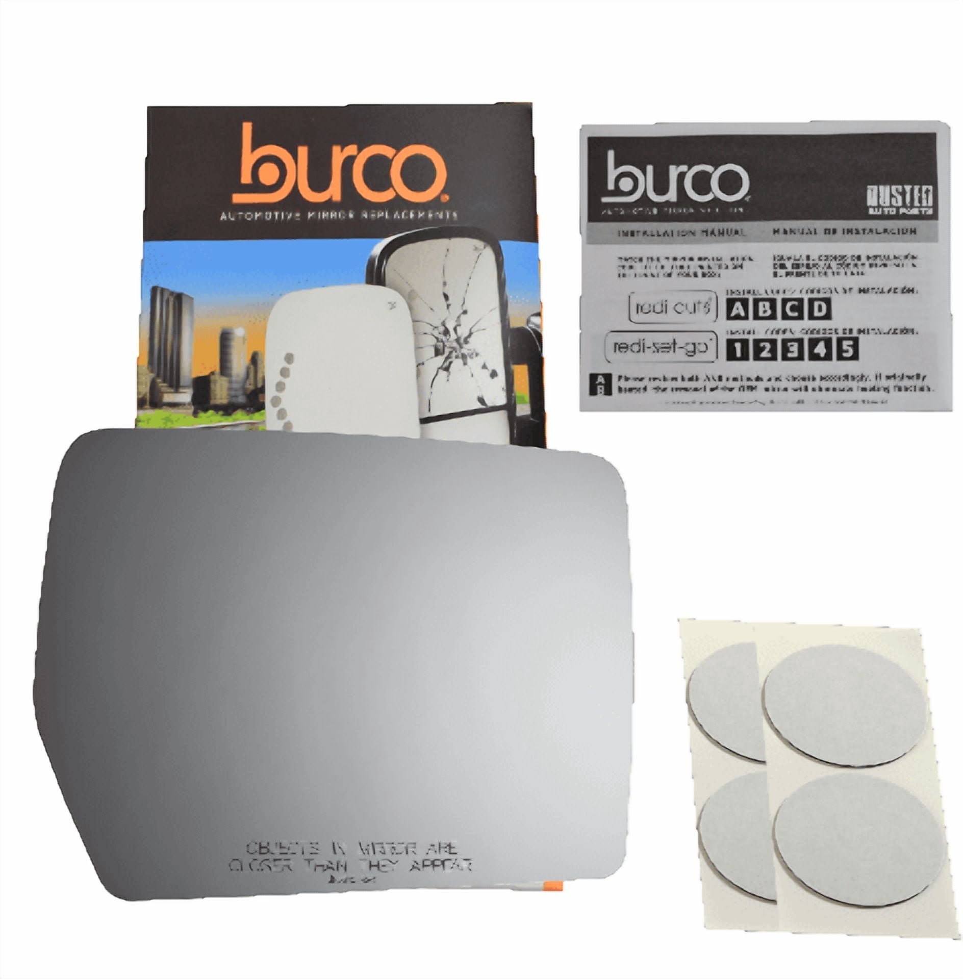 Burco Side View Mirror Replacement Glass with Motor Mount Plate - Clear Glass - 3310RSG