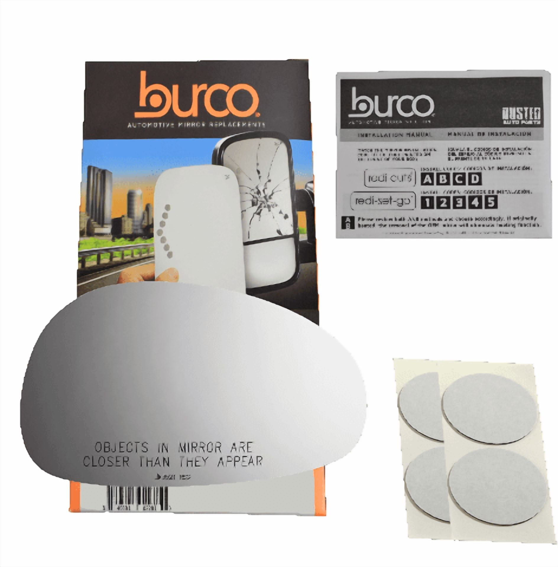 Burco Side View Mirror Replacement Glass with Motor Mount Plate - Clear Glass - 3521RSG