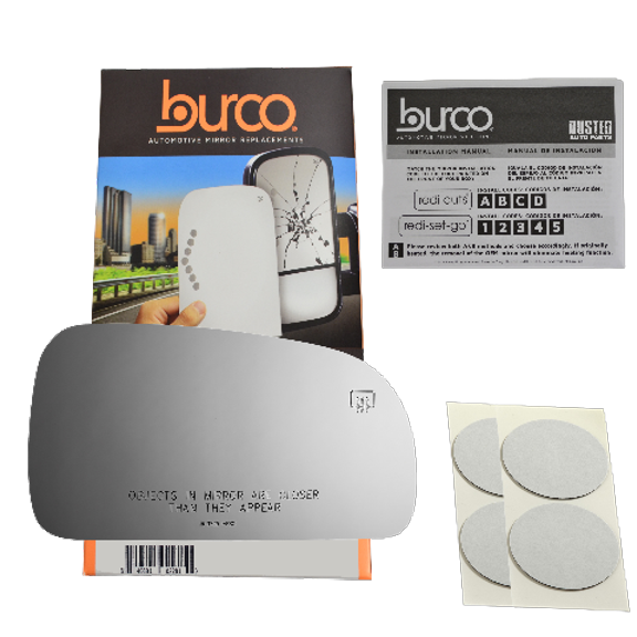 Burco Side View Mirror Replacement Glass with Motor Mount Plate - Clear Glass - 3725HRSG