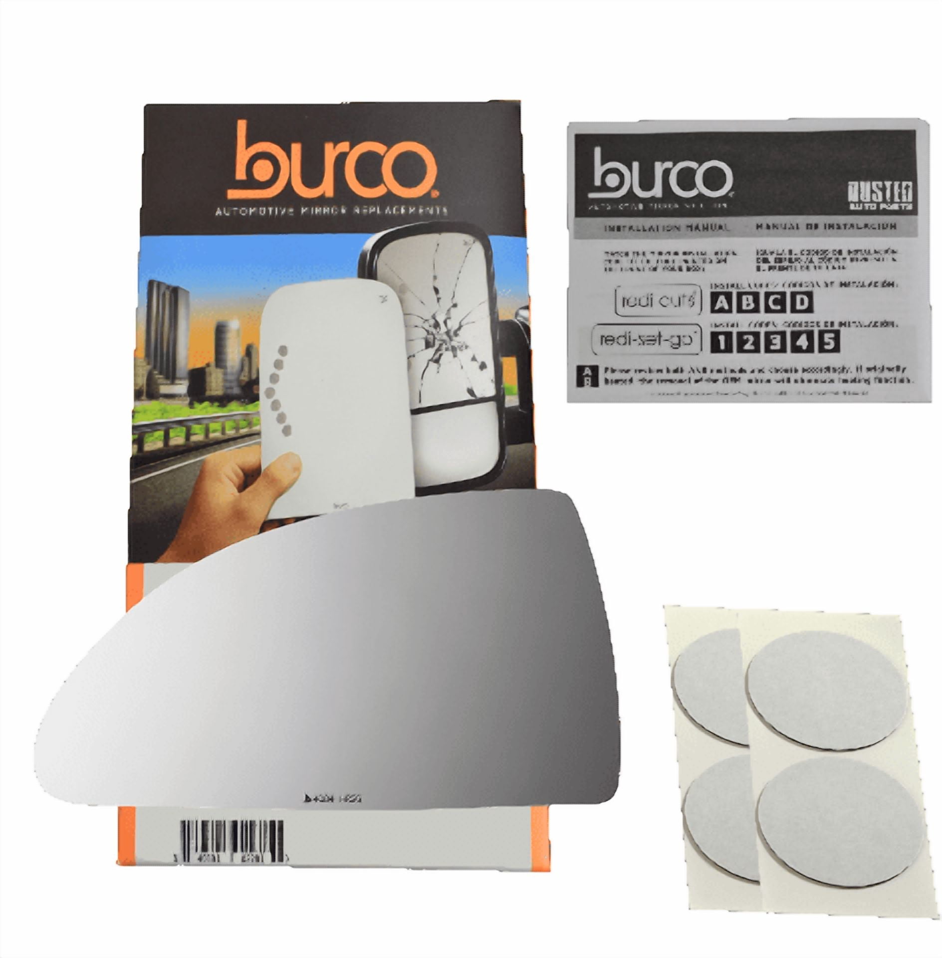 Burco Side View Mirror Replacement Glass with Motor Mount Plate - Clear Glass - 4084HRSG
