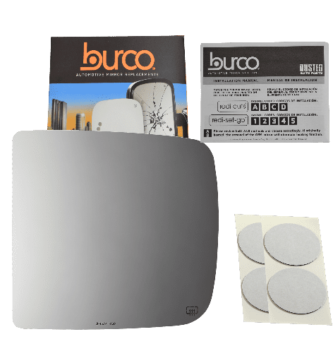 Burco Side View Mirror Replacement Glass with Motor Mount Plate - Clear Glass - 4339HRSG