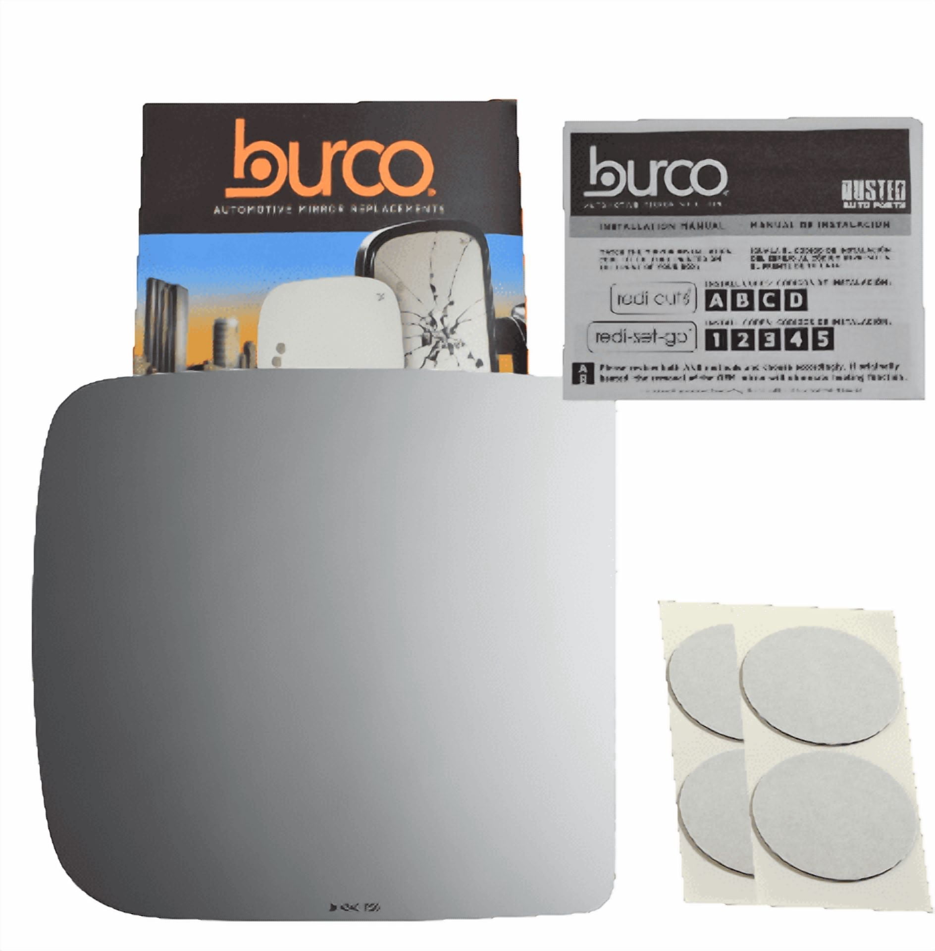 Burco Side View Mirror Replacement Glass with Motor Mount Plate - Clear Glass - 4340RSG