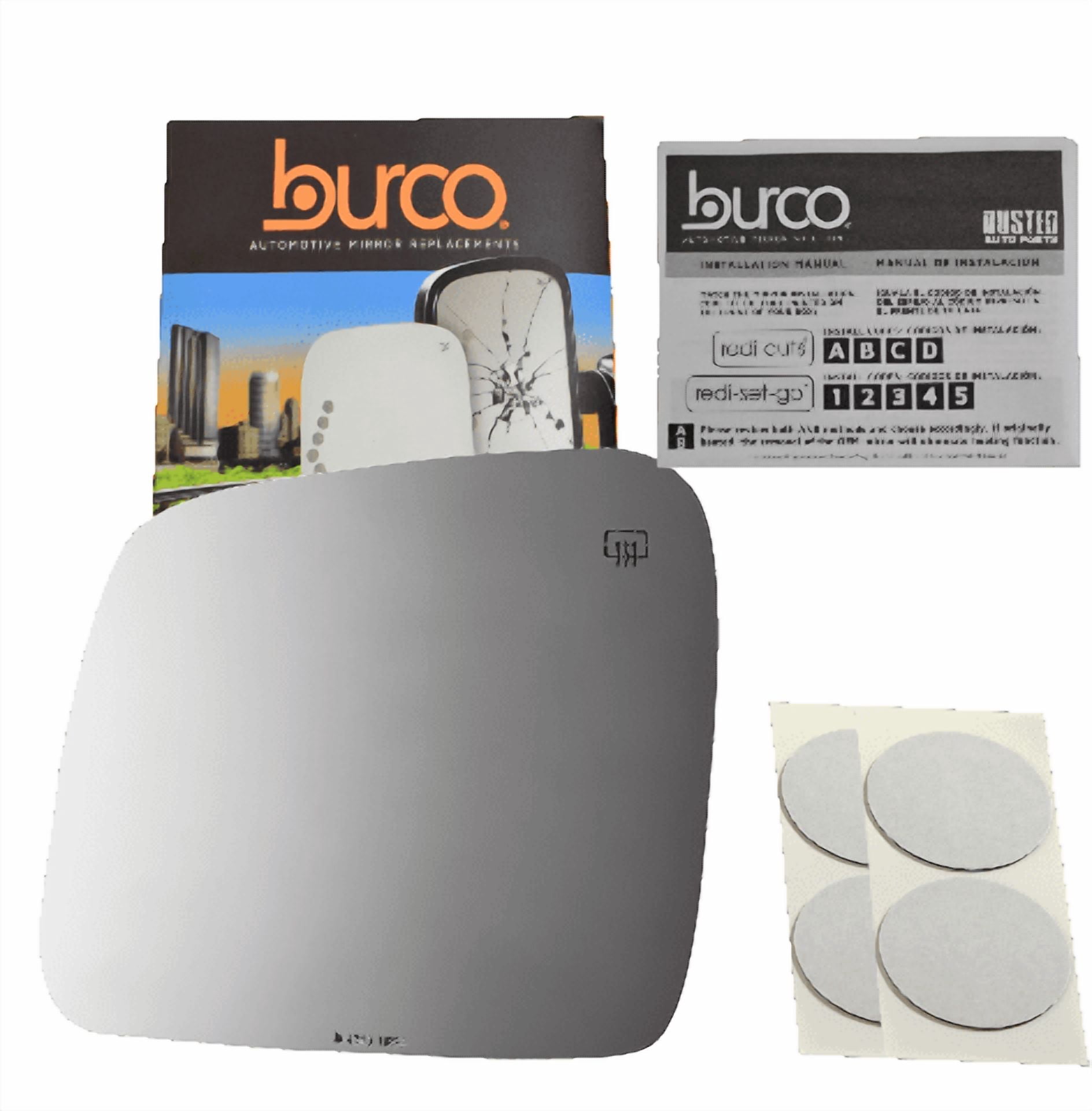 Burco Side View Mirror Replacement Glass with Motor Mount Plate - Clear Glass - 4343HRSG