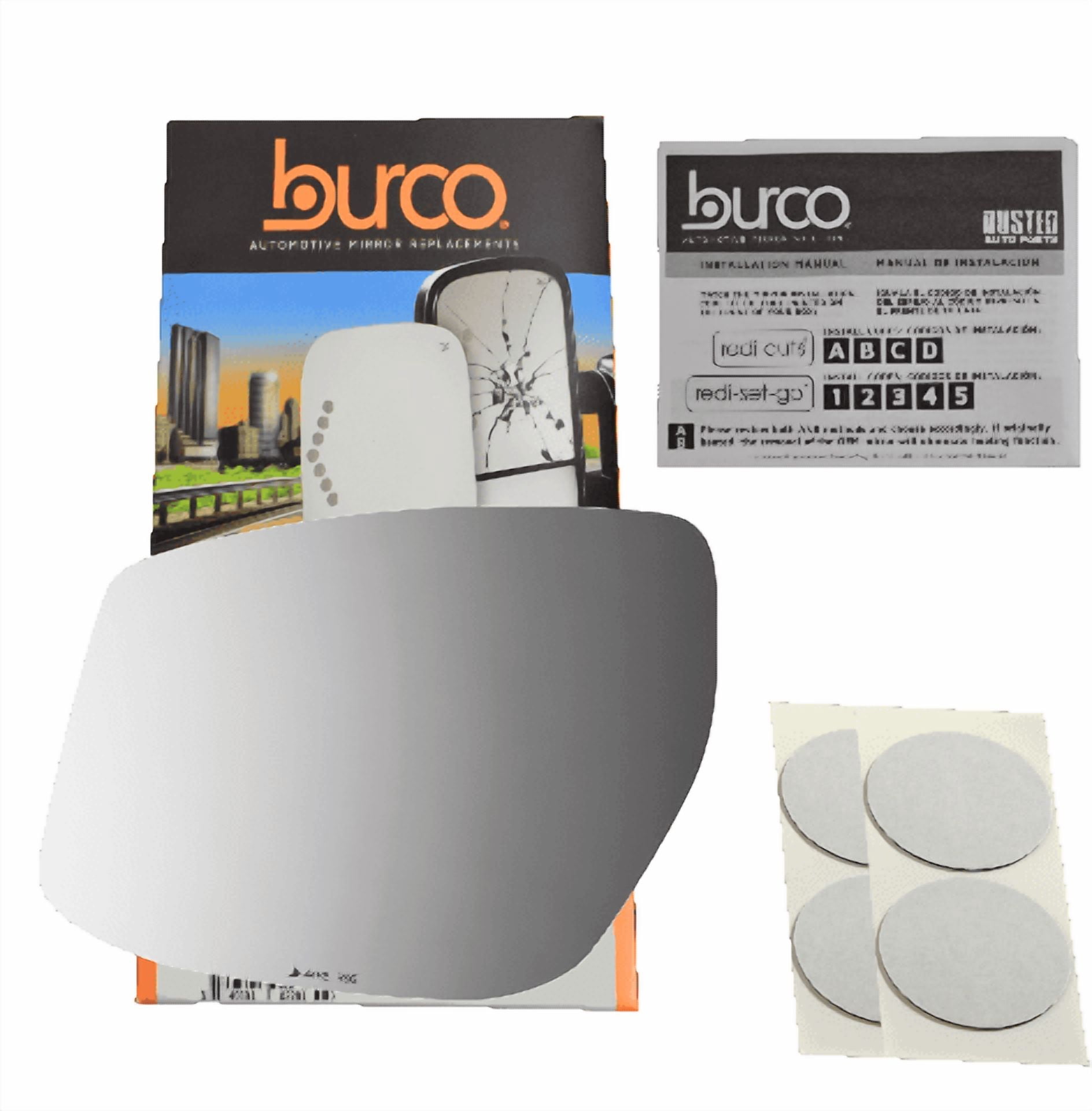 Burco Side View Mirror Replacement Glass with Motor Mount Plate - Clear Glass - 4485RSG