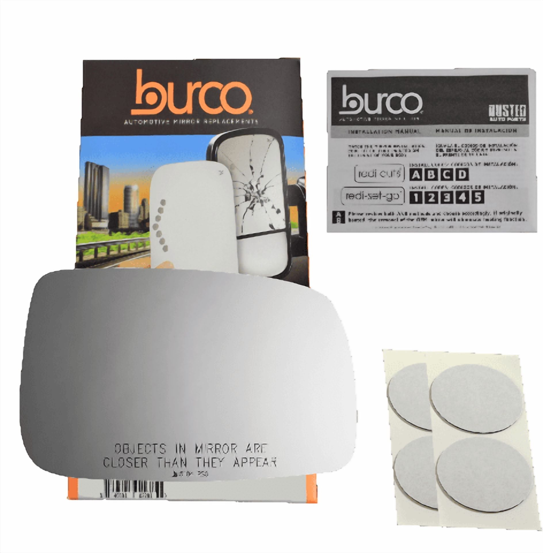 Burco Side View Mirror Replacement Glass with Motor Mount Plate - Clear Glass - 5104RSG