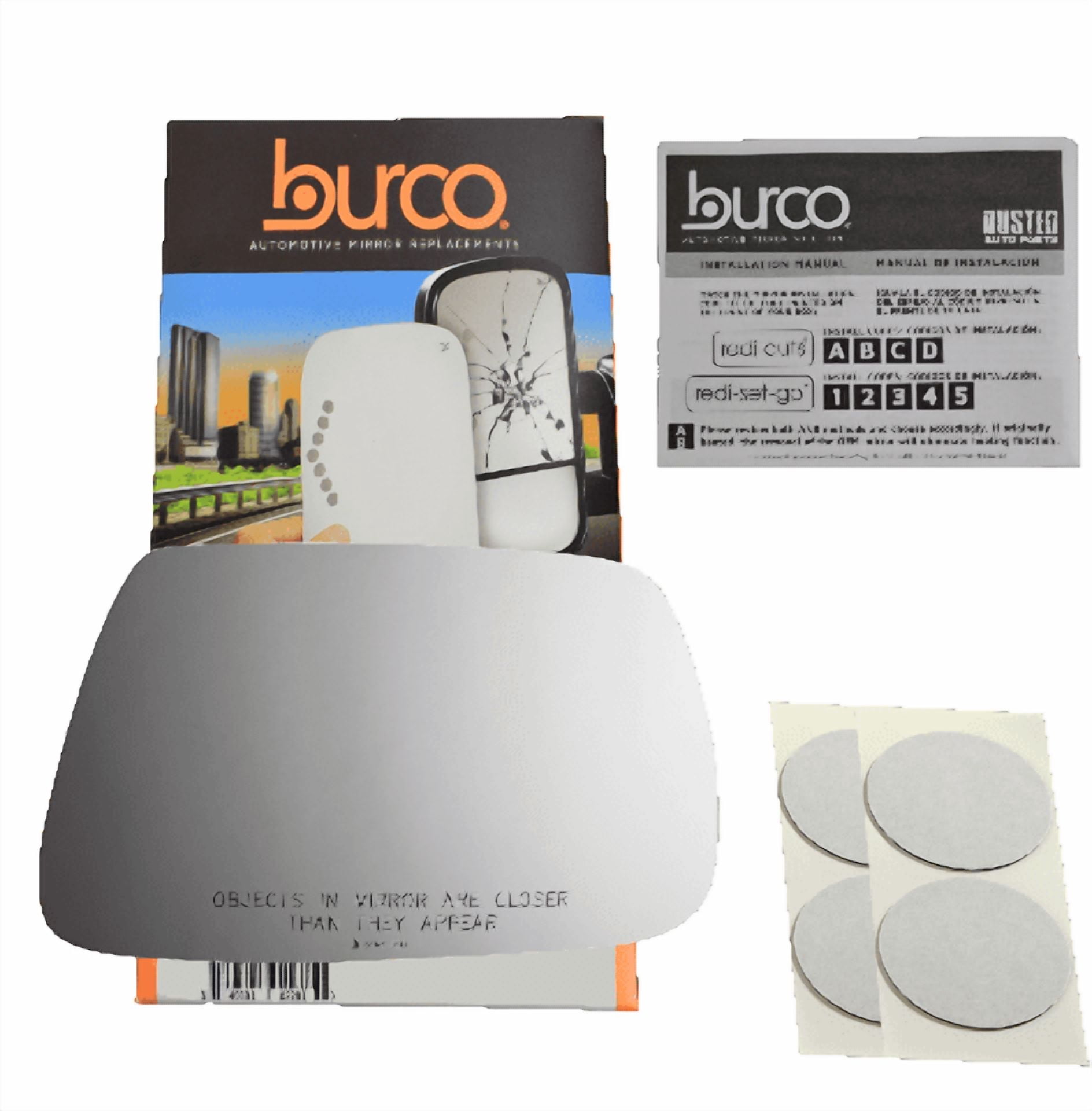 Burco Side View Mirror Replacement Glass with Motor Mount Plate - Clear Glass - 5143RSG