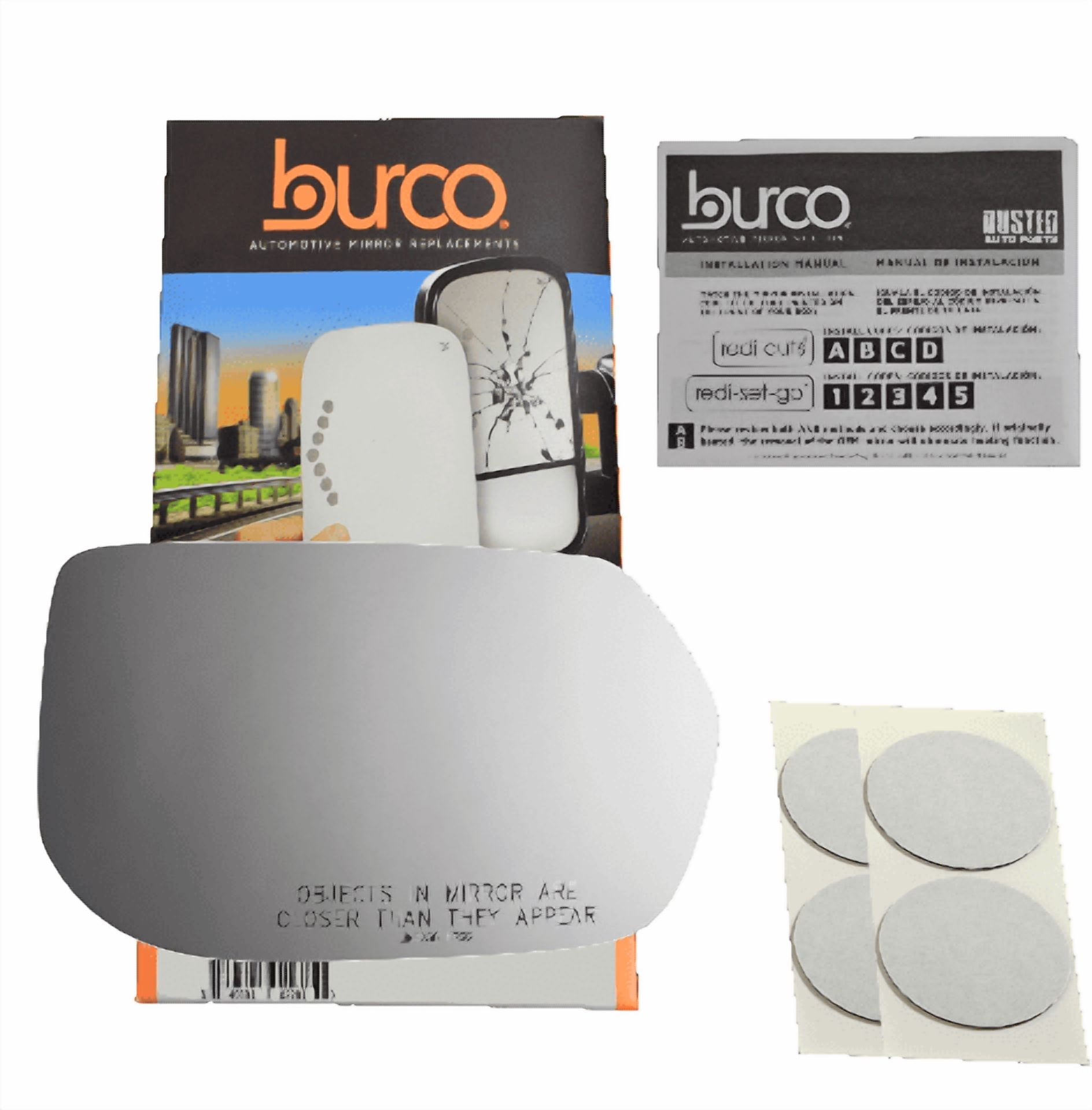 Burco Side View Mirror Replacement Glass with Motor Mount Plate - Clear Glass - 5236HRSG