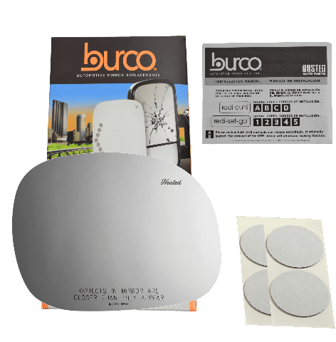 Burco Side View Mirror Replacement Glass with Motor Mount Plate - Clear Glass - 5392HRSG