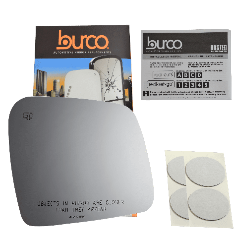 Burco Side View Mirror Replacement Glass with Motor Mount Plate - Clear Glass - 5416HRSG