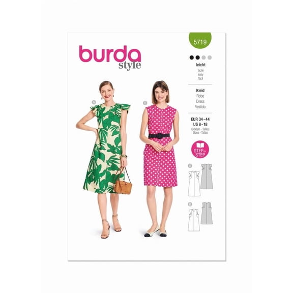 Burda Paper Sewing Pattern 5719 - Dresses for Women