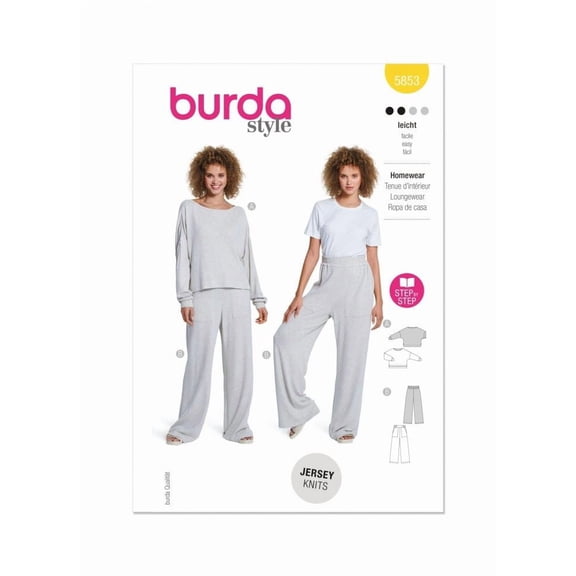 Burda Paper Sewing Pattern 5853 - Tops and Trousers for Women