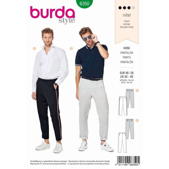 Burda Paper Sewing Pattern 6350 - Trousers for Men