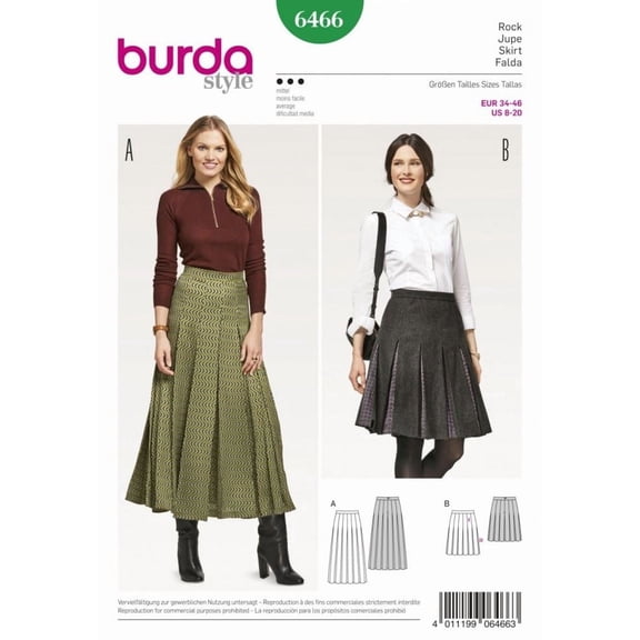 Burda Paper Sewing Pattern 6466 - Skirts for Women