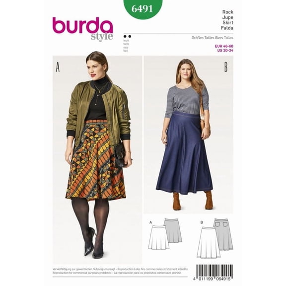 Burda Paper Sewing Pattern 6491 - Skirts for Women
