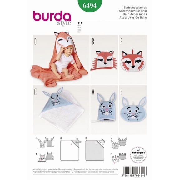 Burda Paper Sewing Pattern 6494 - Accessories for Kids