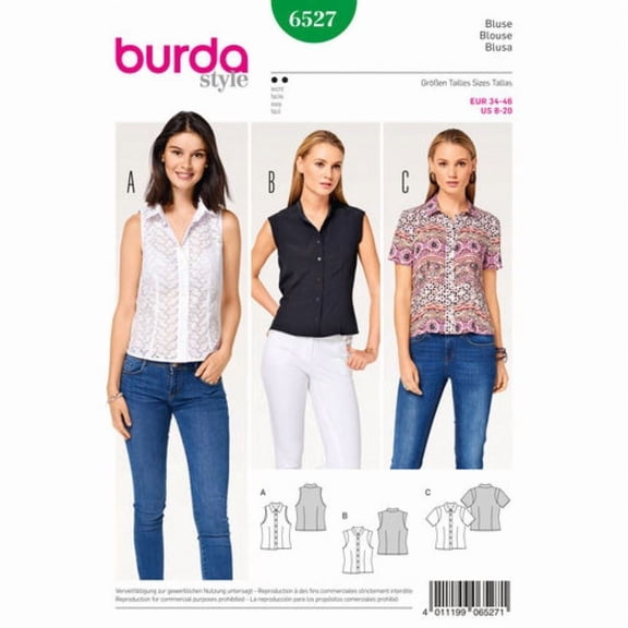 Burda Paper Sewing Pattern 6527 - Shirts and Tops for Women