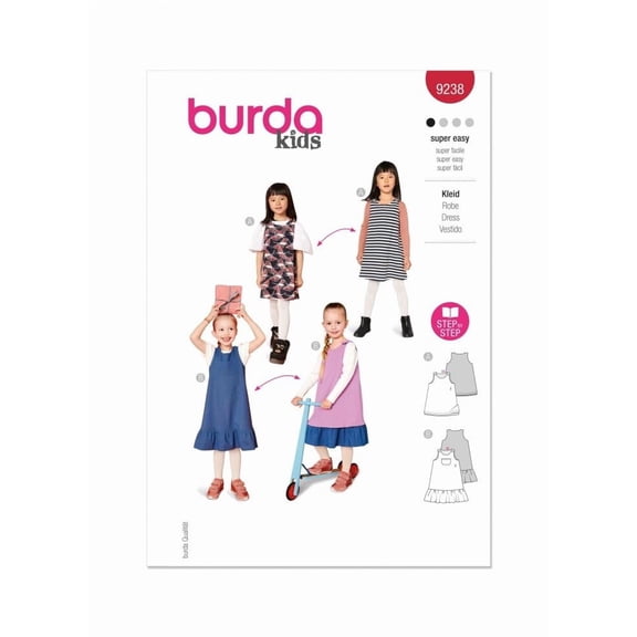 Burda Paper Sewing Pattern 9238 - Dresses and Pinafores for Kids