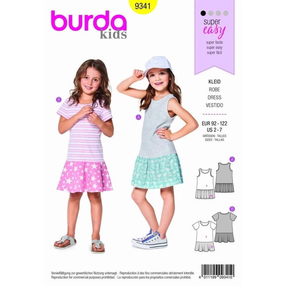 Burda Paper Sewing Pattern 9341 - Dresses for Kids