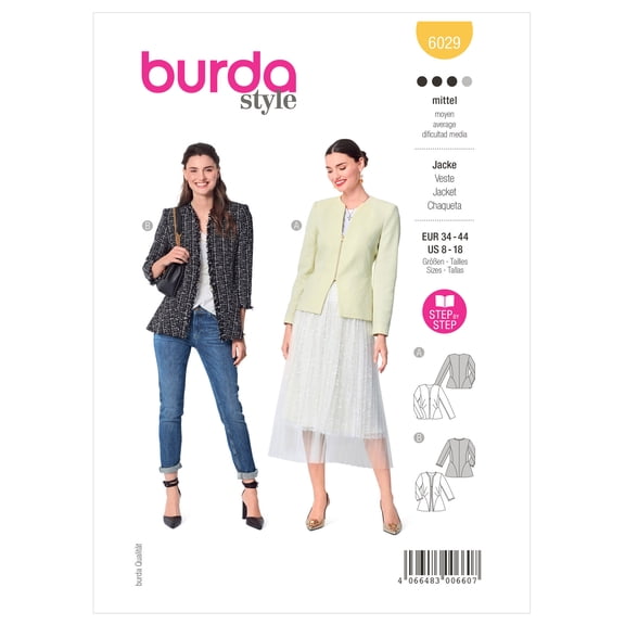 Burda Sewing Pattern 6029 Jackets 8-22 (34-48)