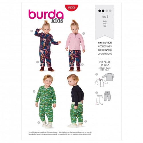 Burda Sewing Pattern 9293 Jackets, Trousers 56-98