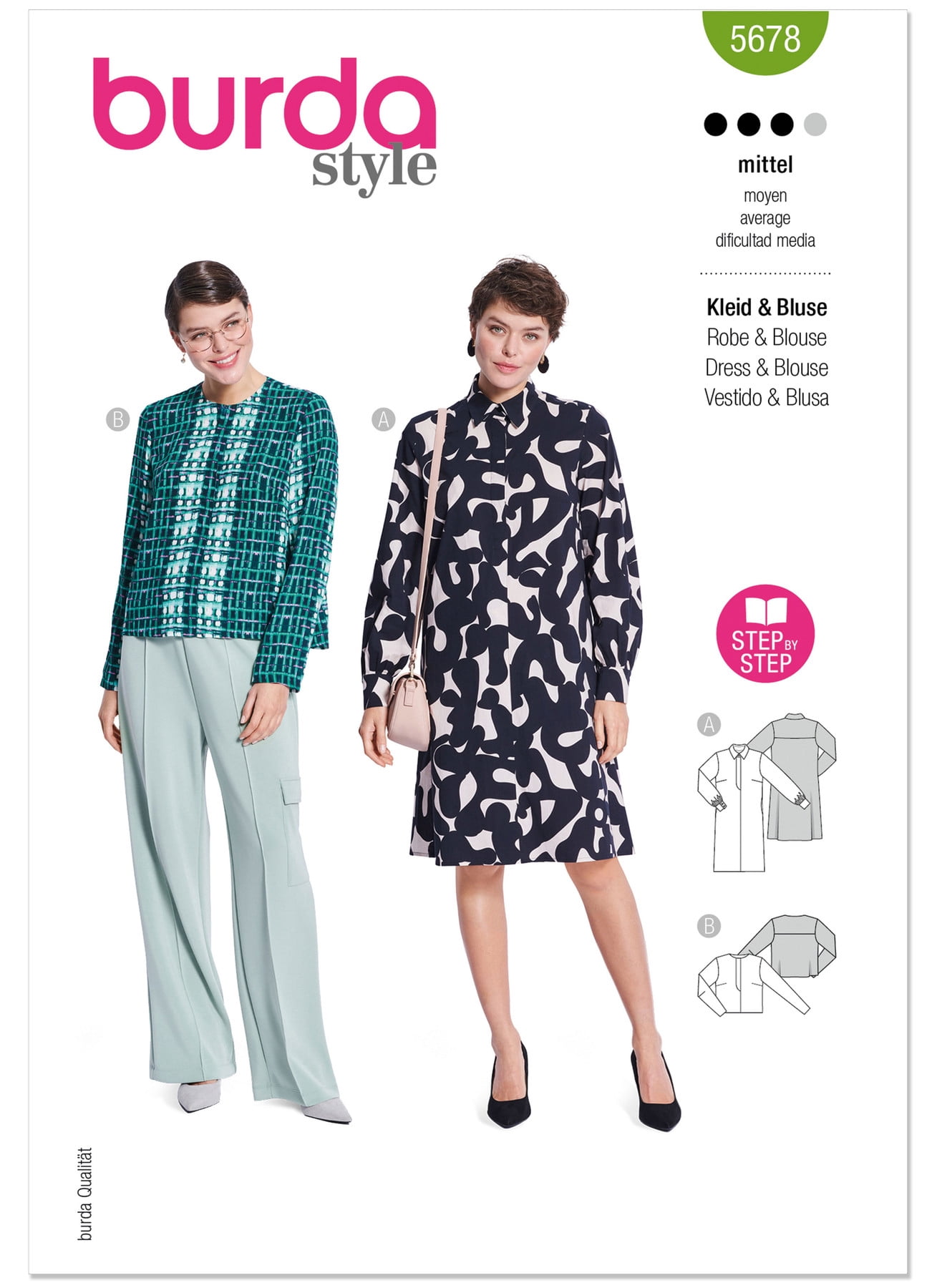 Burda Style Sewing Pattern 5678 - Misses' Dress and Blouse, Size: A (10 ...