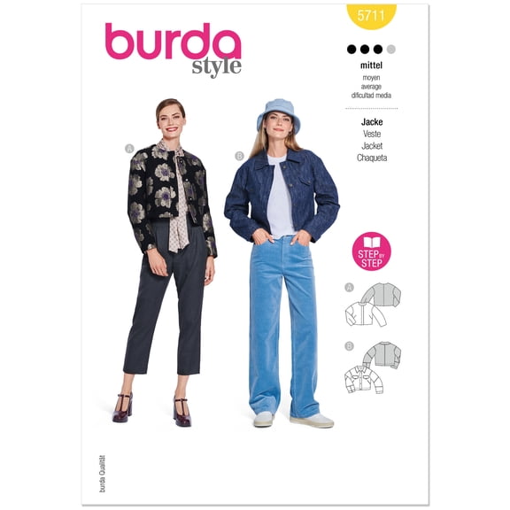 Burda Style Sewing Pattern 5711 - Misses' Jackets, Size: A (10-22)