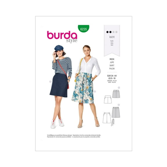 Burda Paper Sewing Pattern 6235 - Skirts for Women