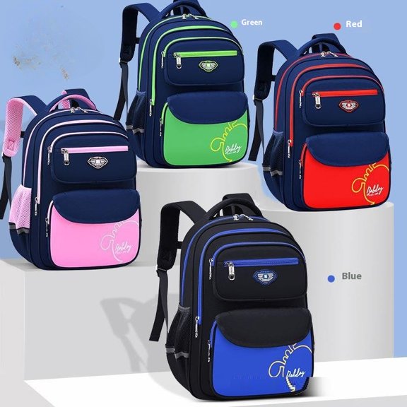 Burden-reducing Large Capacity Lightweight Sixth Grade Primary School Schoolbag,Sapphire Blue Green Small