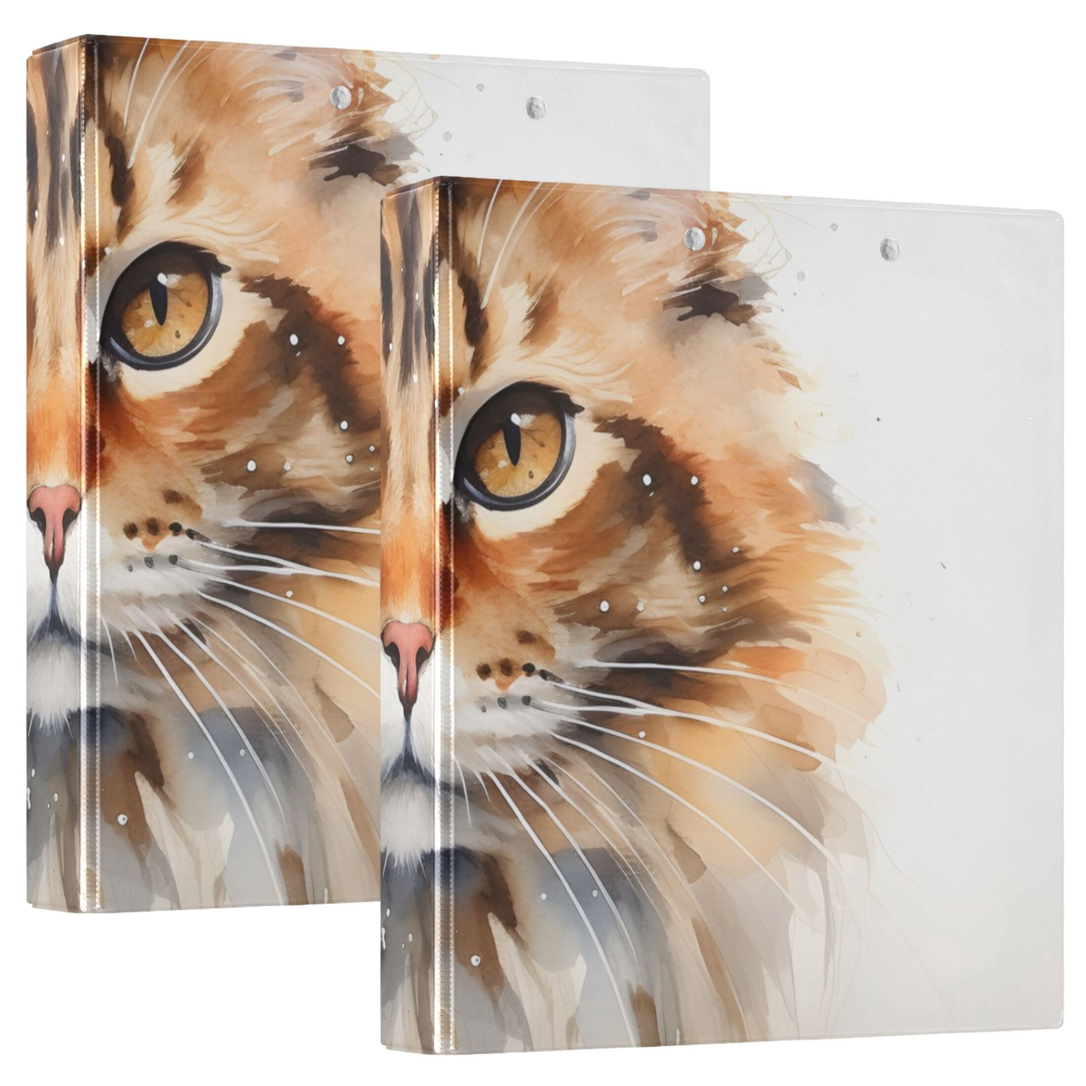 Burdine Cat File Folder 3 Ring Binders 1.5 inch Hardcover File Folders with Interior Pockets A4 Size Organizer for School Office Hospital