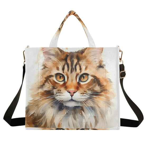 Burdine Cat Corduroy Tote Bag Handbag Large Messenger Bag Shoulder Crossbody Zipper Bag Purse