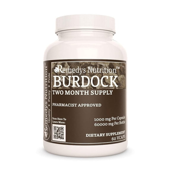 Burdock Root | 1,000 mg, 60 Vegan Capsules Herbal Dietary Supplement