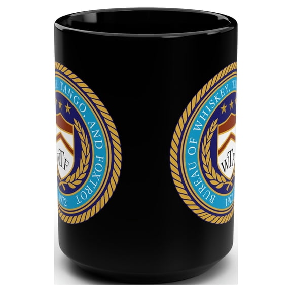 Bureau of Whiskey, Tango, and Foxtrot Black Mug, 15oz